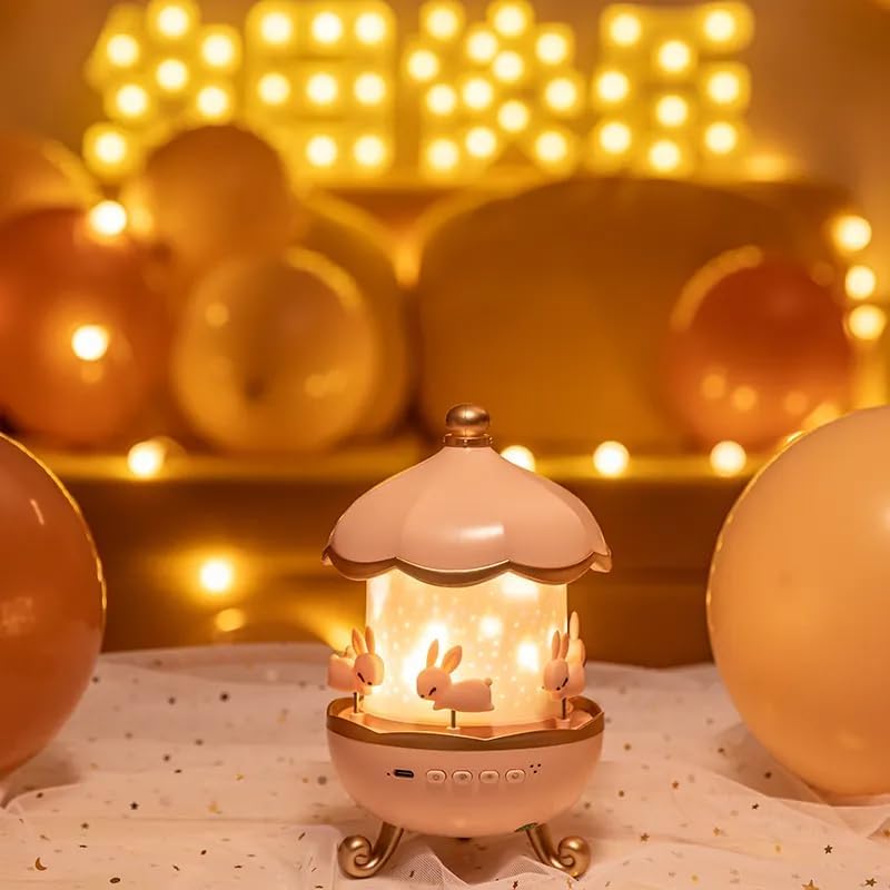 Plastic Bunny Carousel Night Light Projector