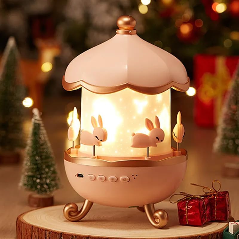Plastic Bunny Carousel Night Light Projector