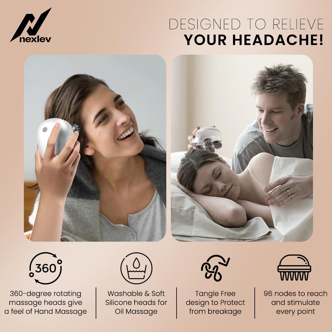 NexLev 2 in 1 Scalp Massager & red Light Therapy