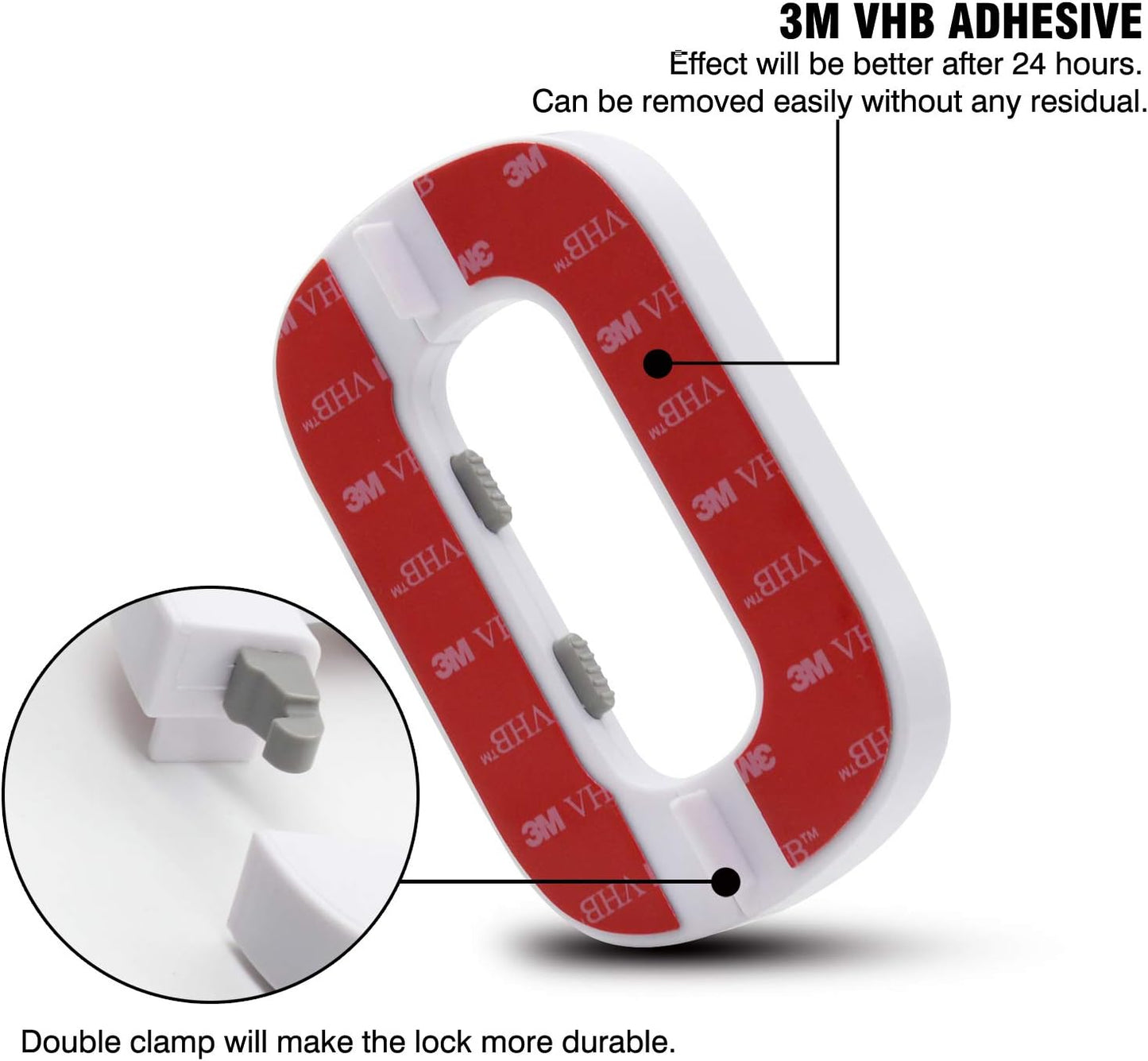White Home Refrigerator Fridge Freezer Door Lock -Baby Safety Child Lock,Latch Catch Toddler Kids Child Cabinet Fridge Locks,Easy to Install and Use 3M Adhesive no Tools Need or Drill