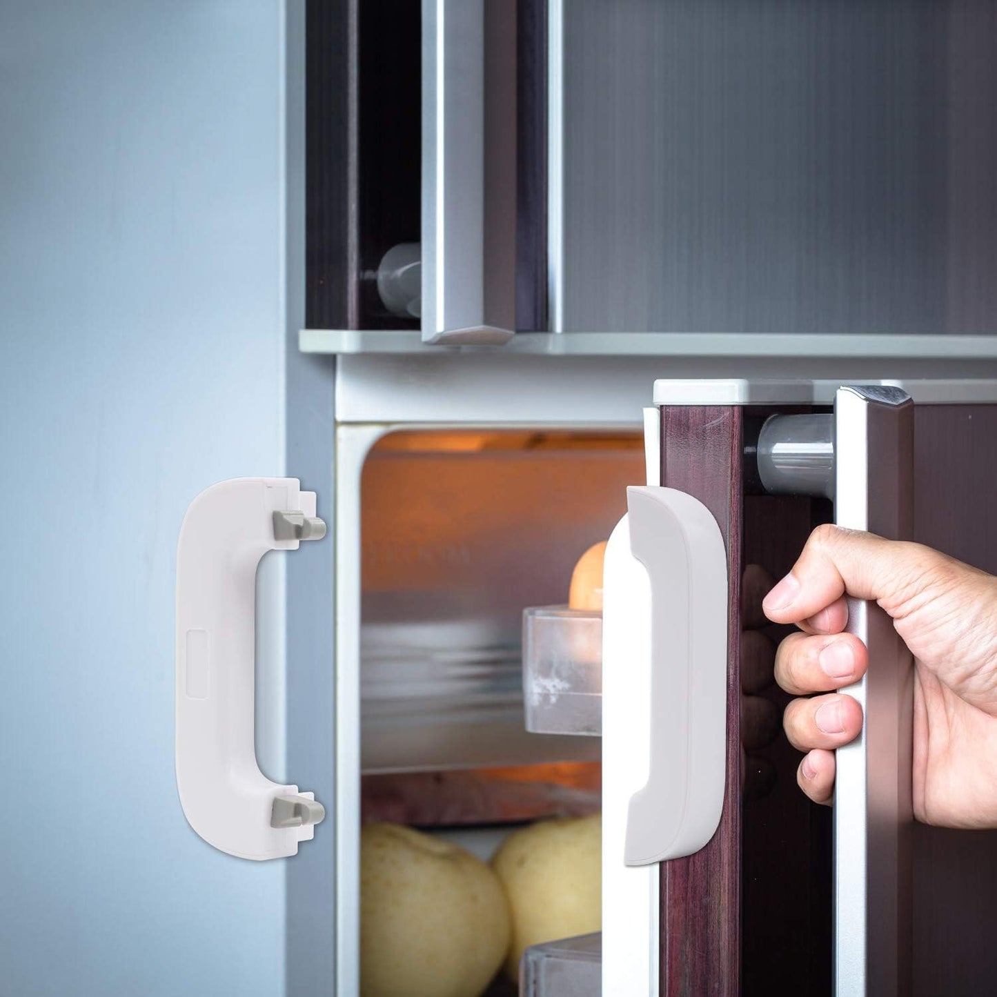 White Home Refrigerator Fridge Freezer Door Lock -Baby Safety Child Lock,Latch Catch Toddler Kids Child Cabinet Fridge Locks,Easy to Install and Use 3M Adhesive no Tools Need or Drill