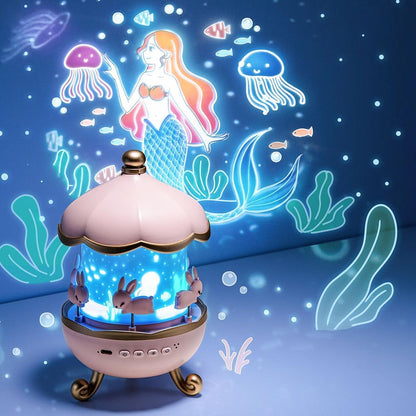 Plastic Bunny Carousel Night Light Projector