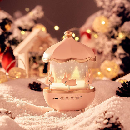 Plastic Bunny Carousel Night Light Projector