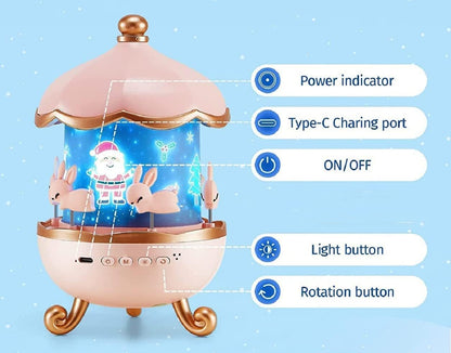 Plastic Bunny Carousel Night Light Projector