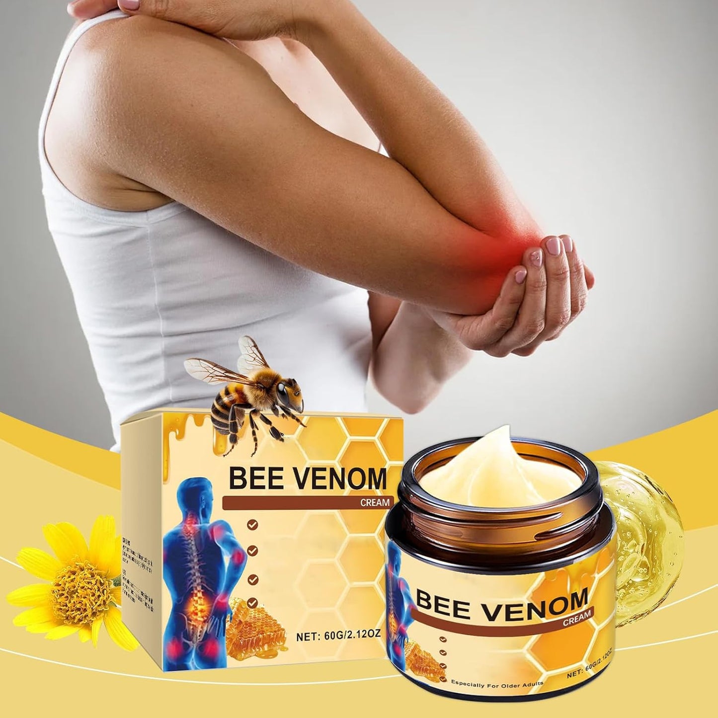 OSFRIAGE Bee Venom Joint Gel, Professional Bee Venom Ointment,Bee Venom Cream,Bee Venom Joint and Bone Cream for Back, Knee, Hands, Neck, Feet