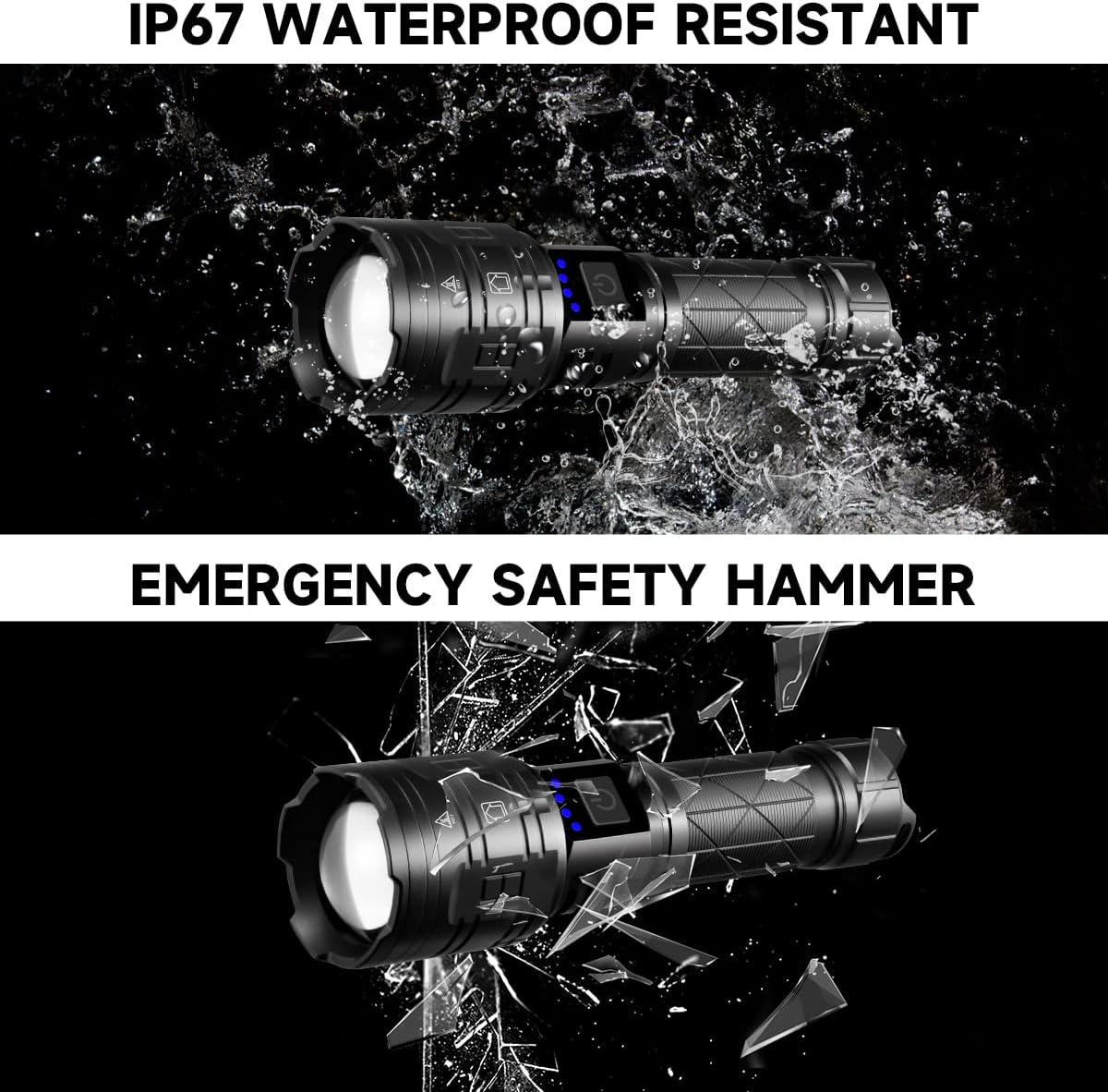 P90 Super LED Flashlight – High Lumens, Rechargeable, Waterproof Torch Ultra-bright flashlight with zoom function and rechargeable battery. Ideal for outdoor camping, hiking, or emergency use