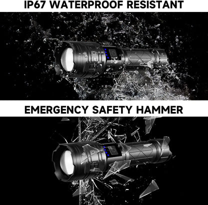 P90 Super LED Flashlight – High Lumens, Rechargeable, Waterproof Torch Ultra-bright flashlight with zoom function and rechargeable battery. Ideal for outdoor camping, hiking, or emergency use