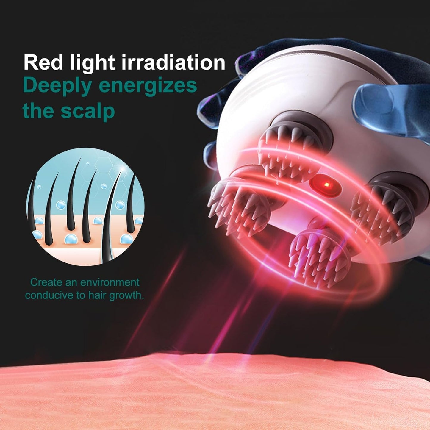 NexLev 2 in 1 Scalp Massager & red Light Therapy