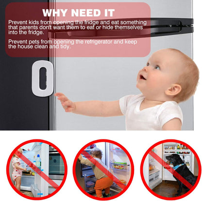 White Home Refrigerator Fridge Freezer Door Lock -Baby Safety Child Lock,Latch Catch Toddler Kids Child Cabinet Fridge Locks,Easy to Install and Use 3M Adhesive no Tools Need or Drill