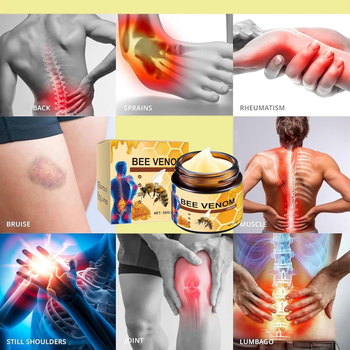 OSFRIAGE Bee Venom Joint Gel, Professional Bee Venom Ointment,Bee Venom Cream,Bee Venom Joint and Bone Cream for Back, Knee, Hands, Neck, Feet