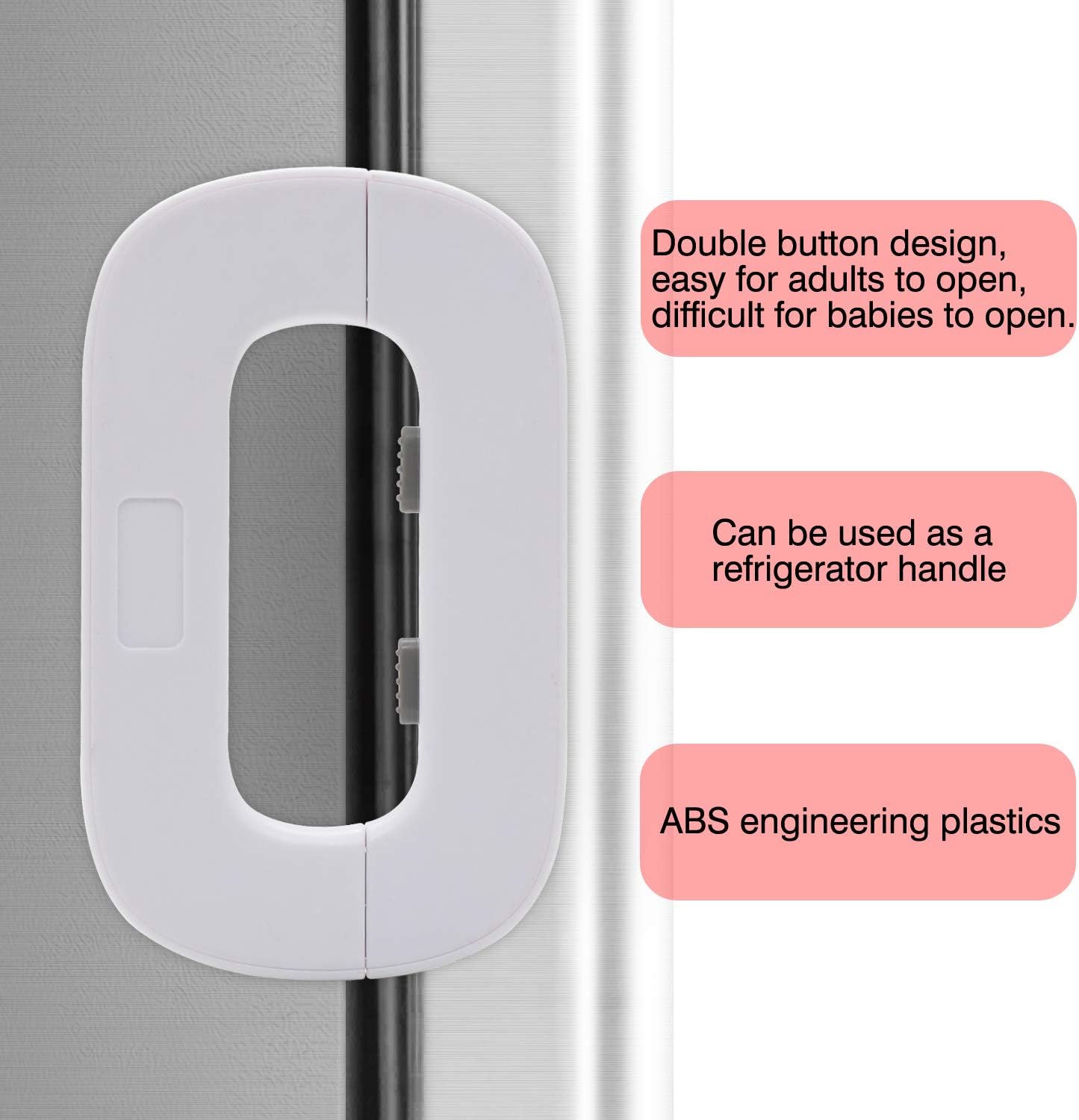 White Home Refrigerator Fridge Freezer Door Lock -Baby Safety Child Lock,Latch Catch Toddler Kids Child Cabinet Fridge Locks,Easy to Install and Use 3M Adhesive no Tools Need or Drill