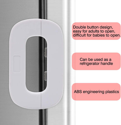 White Home Refrigerator Fridge Freezer Door Lock -Baby Safety Child Lock,Latch Catch Toddler Kids Child Cabinet Fridge Locks,Easy to Install and Use 3M Adhesive no Tools Need or Drill