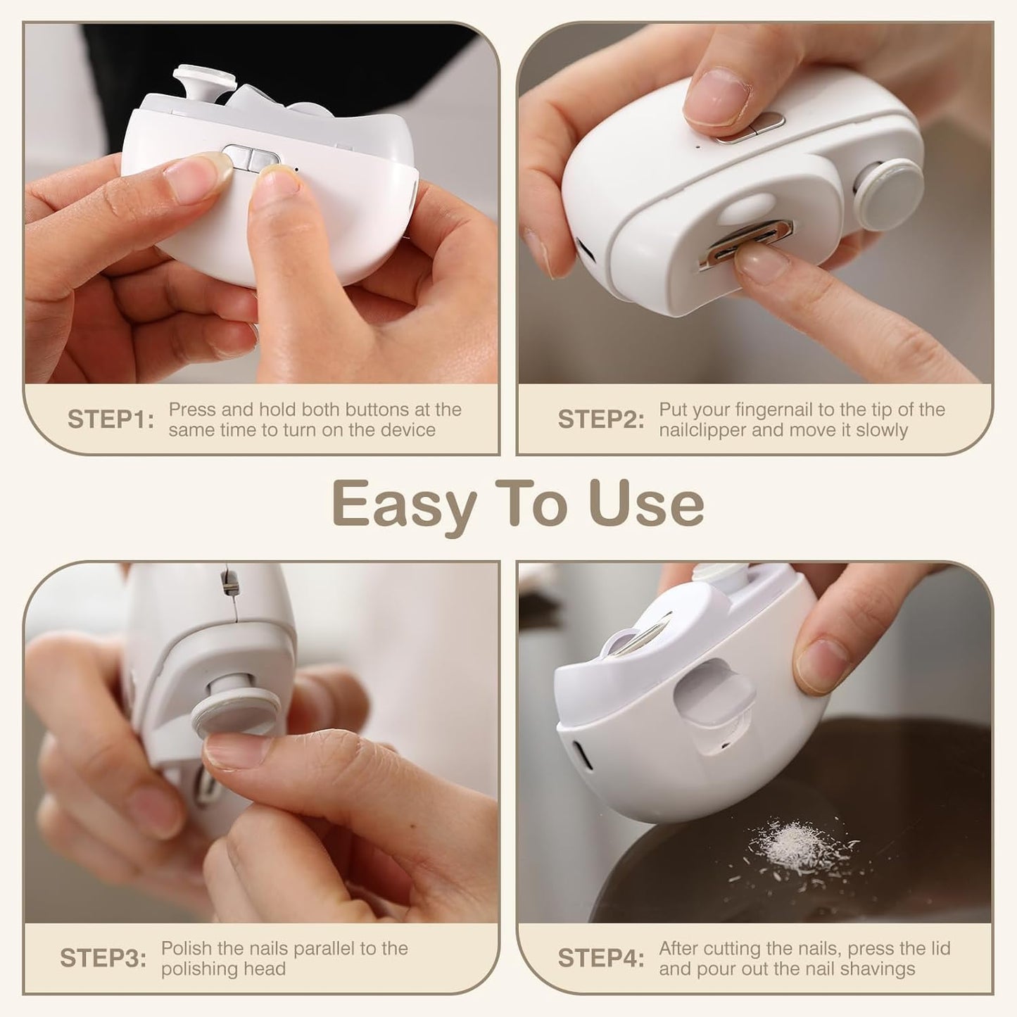 Electric Nail Clipper, Automatic Clipper With 2-Speed File For Adults, Baby Safe Fingernail Drill, Cutter & Shine Buffer 2-In-1 Manicure Pedicure Tool
