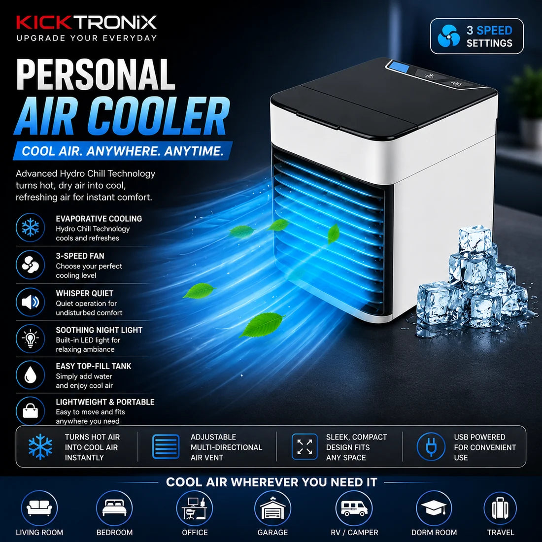 Arctic Air Ultra Portable Home Air Cooler, Air Conditioner Mini Air Cooler, humidifier, air conditioner small for home and office