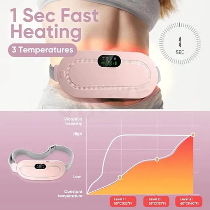 Electric Heating Pad for Period Pain – Portable Cramp Relief Belt for Women | Adjustable Heat & Vibration, USB Rechargeable Warm Pad for Abdomen & Lower Back Pain Relief